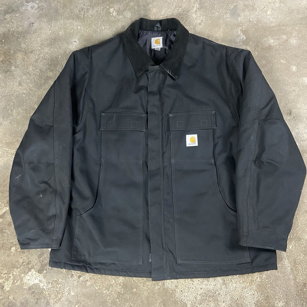 Carhartt Jacket Size 2XL Black Quilted Lined Full Zip Outdoor Work Wear C003